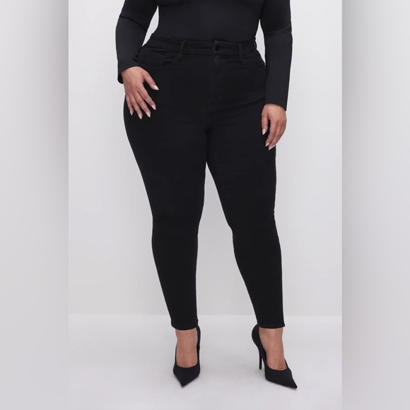 NWT Good American Good Leg Skinny Always Fits size 14-18 Charcoal Black Denim - Picture 3 of 10
